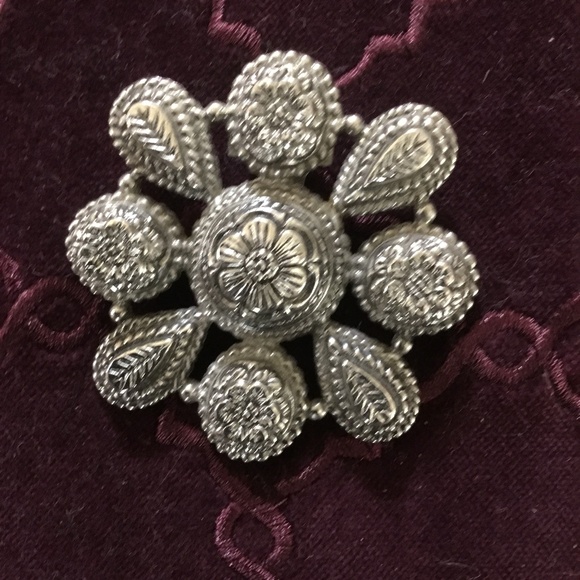 Neiman Marcus Vintage signed Sylvia Dahl Floral Scarf Tie/Clip - Picture 1 of 5